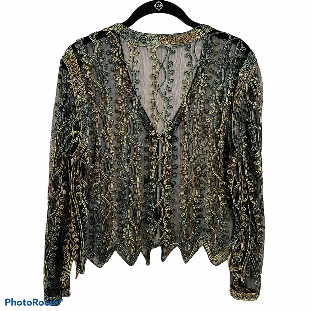 Vintage Valenti Sheer Ornate Filagree Jacket / Cover Up Size M